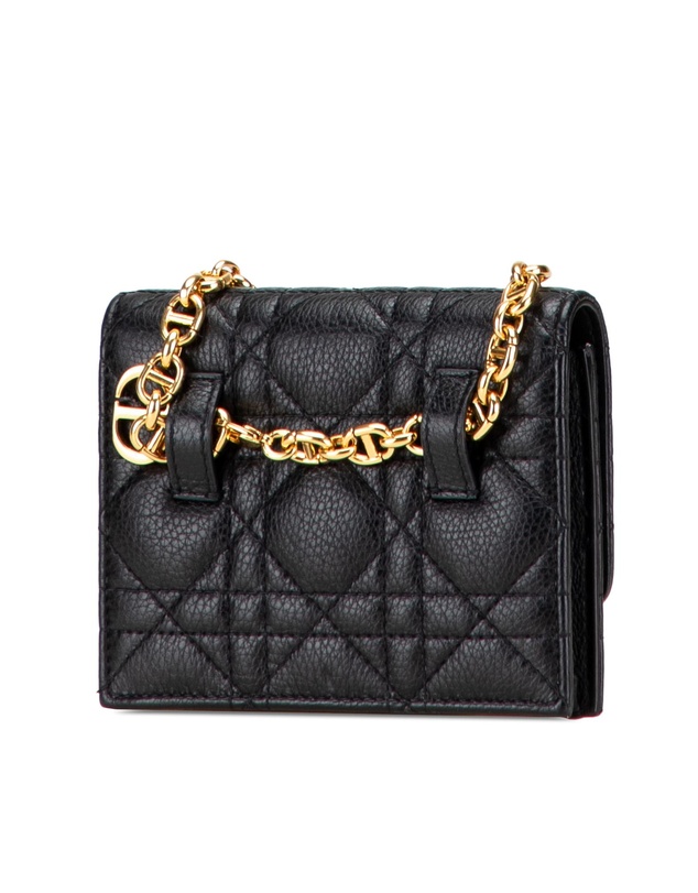 Dior - Pre-Loved Calfskin Cannage Caro Chain Belt Bag