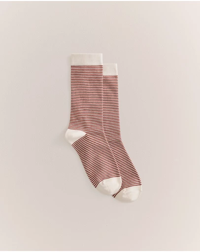 Trenery - Multi Stripe Crew Sock in Russet