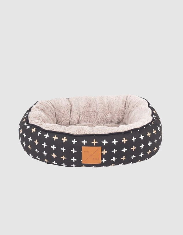 Mog & Bone - Reversible Cat Bed - Black Metallic Cross Print