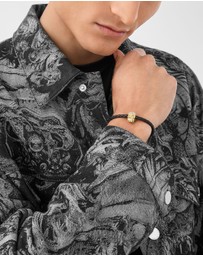 Philipp Plein - PLEIN ENIGMA IP Yellow Gold Crystal Skull Leather Bracelet