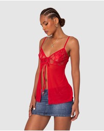 EDIKTED - Mimosa Sheer Lace Long Tank Top