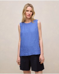 Trenery - Delave Linen Shell Tank in Vivid Blue