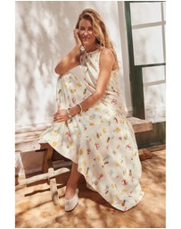 NEXT - Sleeveless Drop Waist 100% Cotton Crew Neck Midi Dress