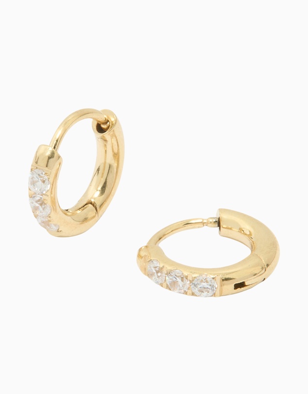 Lovisa - Waterproof Gold Plated Stainless Steel Cubic Zirconia Huggie Earrings 10 MM