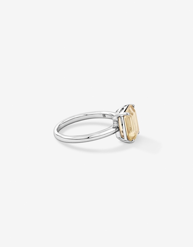 Michael Hill - Emerald Cut Soft Champagne Citrine Solitaire Ring in Sterling Silver