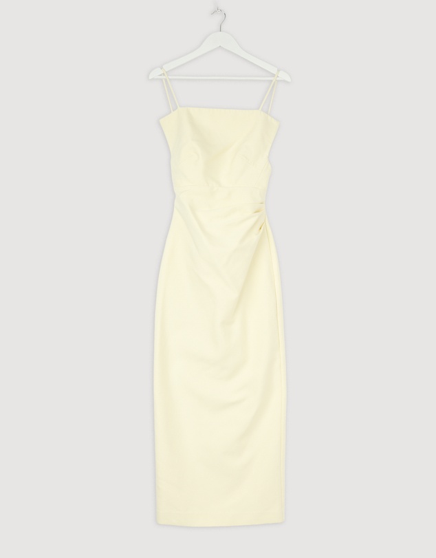 Revibe - Repaired Shona Joy Otis Draped High Neck Midi Dress - AU 6