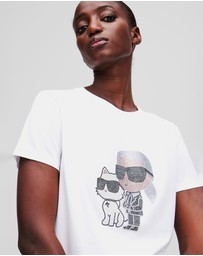 Karl Lagerfeld - Ikon Karl & Choupette Rhinestone T-Shirt