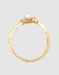 Elli Jewelry - Ring Wrap Open Classic with Freshwater Pearls in 925 Sterling Silver Gold Plated