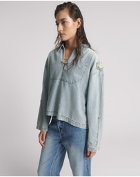 ONE TEASPOON - Retro Pullover Denim Shirt - Soft Blue