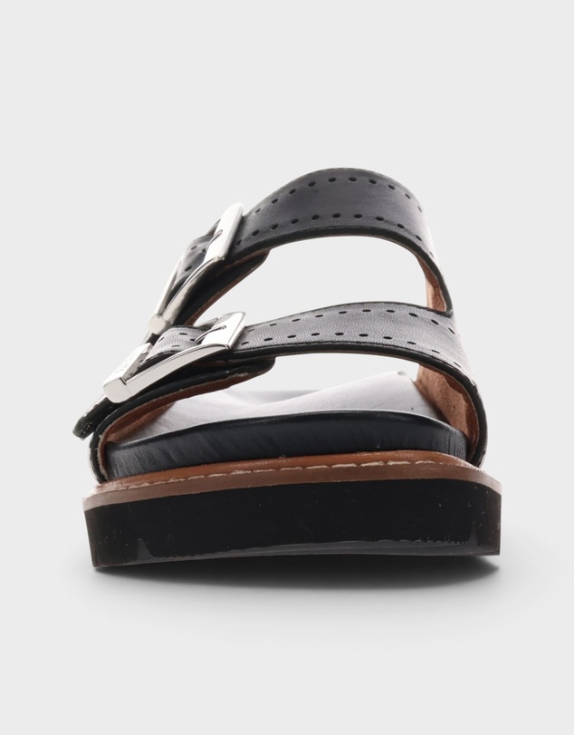 Mia Vita - Daisy Leather Slide - Black