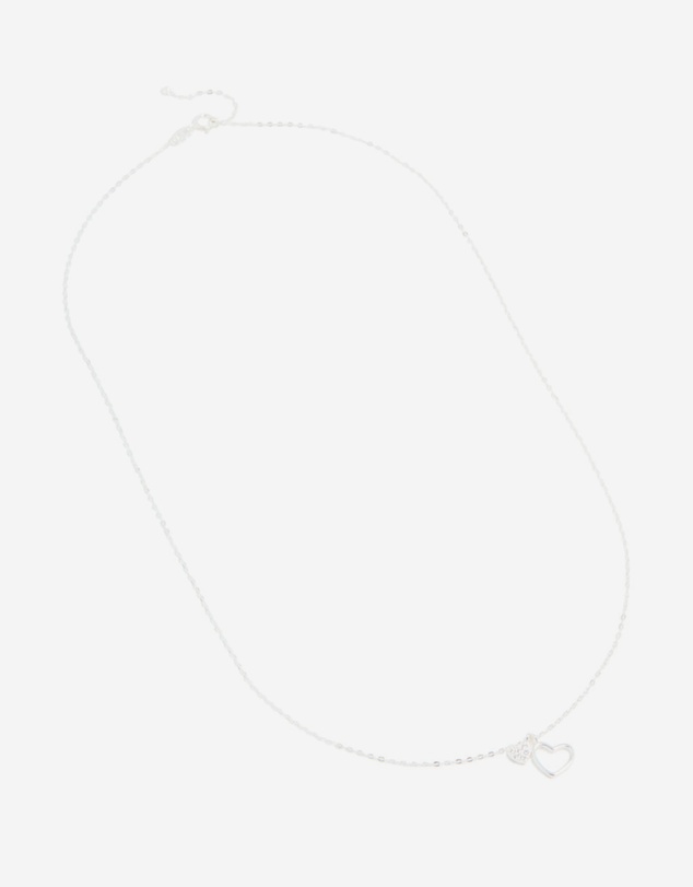 Lovisa - Sterling Silver Cubic Zirconia Double Heart Necklace