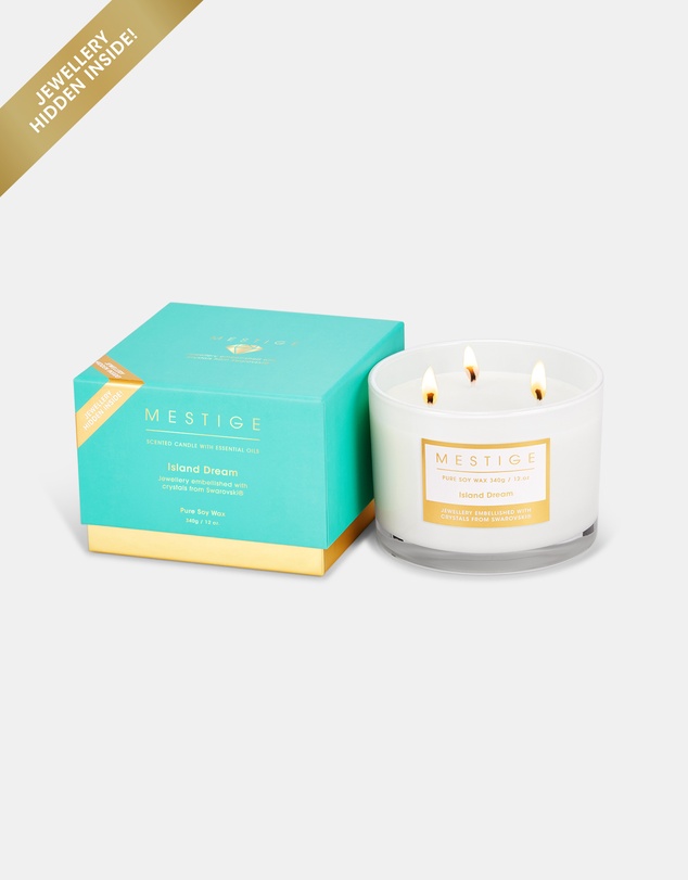 Mestige - Island Dream Scented Soy Candle 340g - Hidden Jewellery Embellished with crystals from Swarovski®