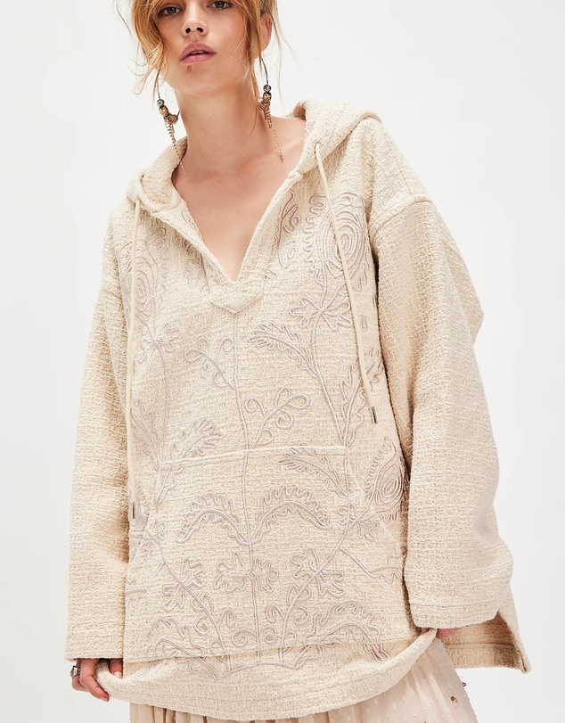 THE TALES - Textured Flower Embroidered Hooded Jacket