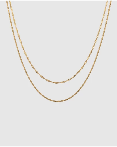 Elli Jewelry - Necklace Set Layer Design 925 Sterling Silver Gold-Plated