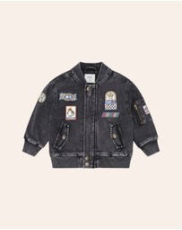 Huxbaby - Knit Denim Patches Jacket - Babies-Kids