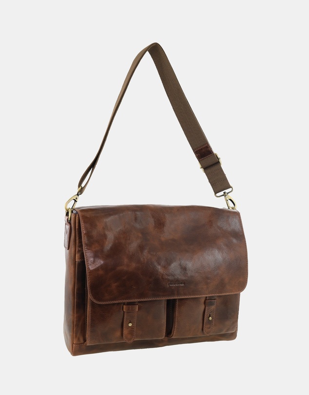 Pierre Cardin - Pierre Cardin Men's Leather Refined Messenger/Computer Bag