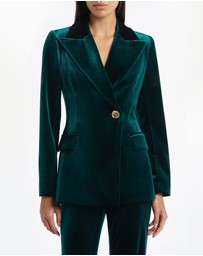 Carla Zampatti - Hunter Green Velvet Longline Jacket