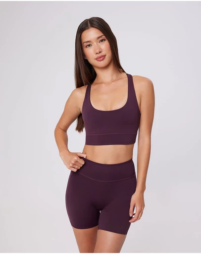 Upstate - Contour+ Mesh Back Crop - Merlot