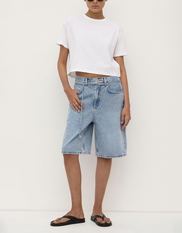 Assembly Label - Loose Fit Long Denim Shorts