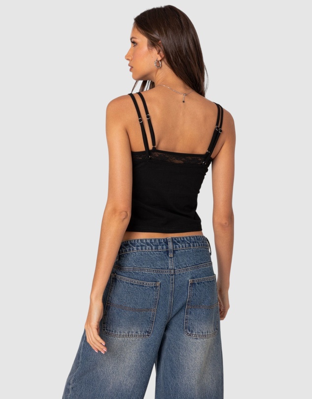 EDIKTED - Carnation Lacey Layered Tank Top