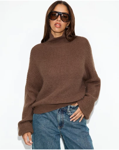 Dazie - Riley Funnel Neck Knit Jumper