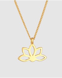 Elli Jewelry - Necklace Lotus Flower Pendant Spiritual in 925 Sterling Silver Gold Plated