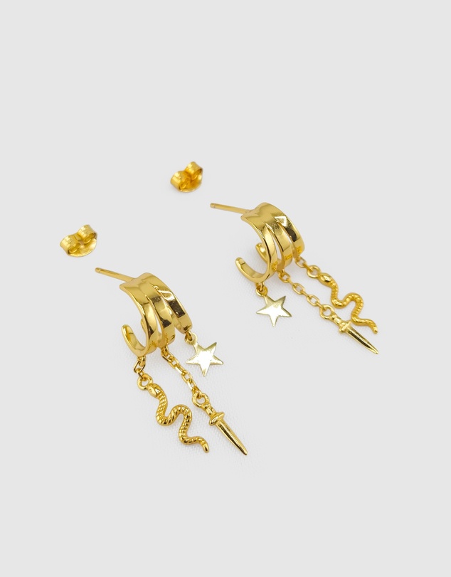 Izoa - Snake 3-in-1 Trio Huggie Earrings