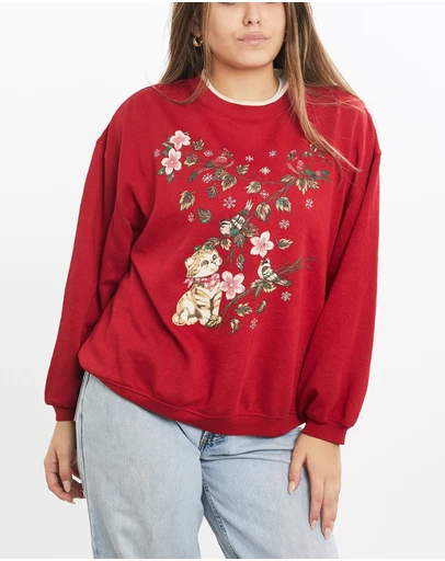 Vintage by The Real Deal - Pre Loved - Vintage 90s Cat Wildlife Sweatshirt