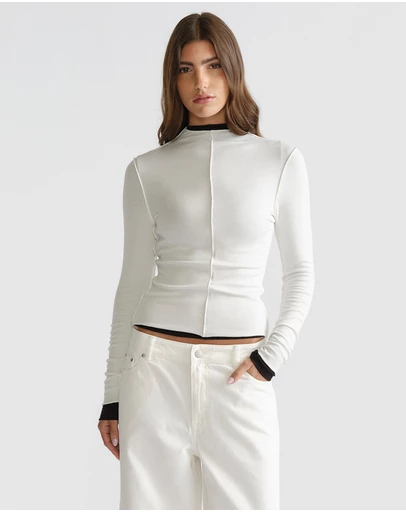 Decjuba - D-Luxe Semi Sheer Long Sleeve Top