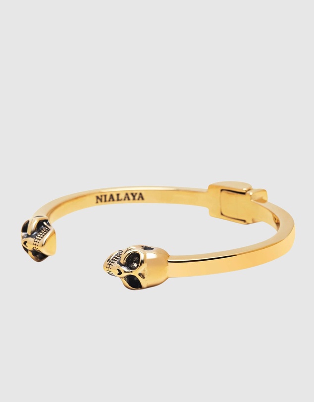 Nialaya Jewellery - Men's Golden Skull Bangle