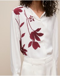 Trenery - Wren Placement Floral Print Blouse in White