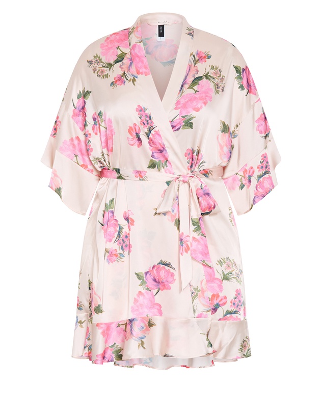 City Chic - Plus size Arcadia Short Kimono - pink