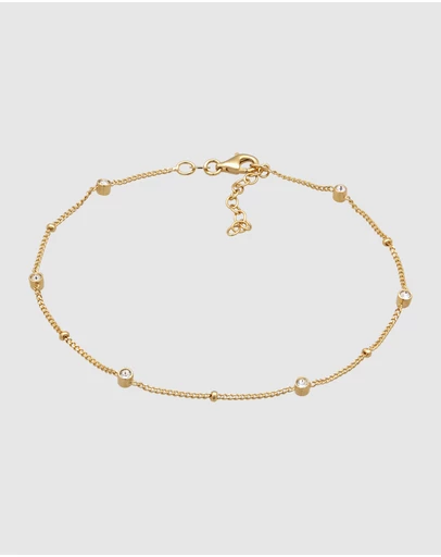 Elli Jewelry - Anklet Crystal 925 Sterling Silver Gold-Plated