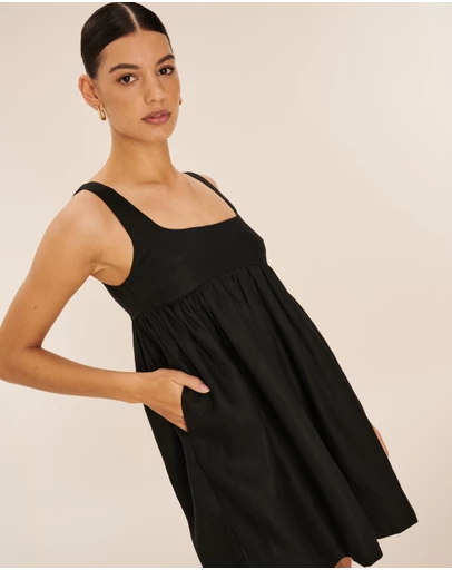 AERE - Linen Gathered Mini Dress