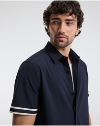 Calibre - Stripe Trim Textured Overshirt Navy