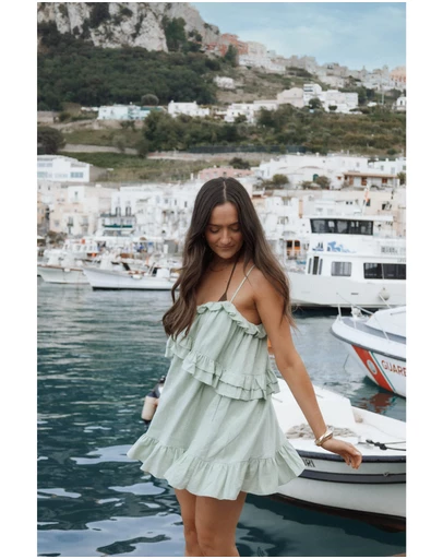 Petal & Pup - Angie Ruffle Mini Dress - Jade