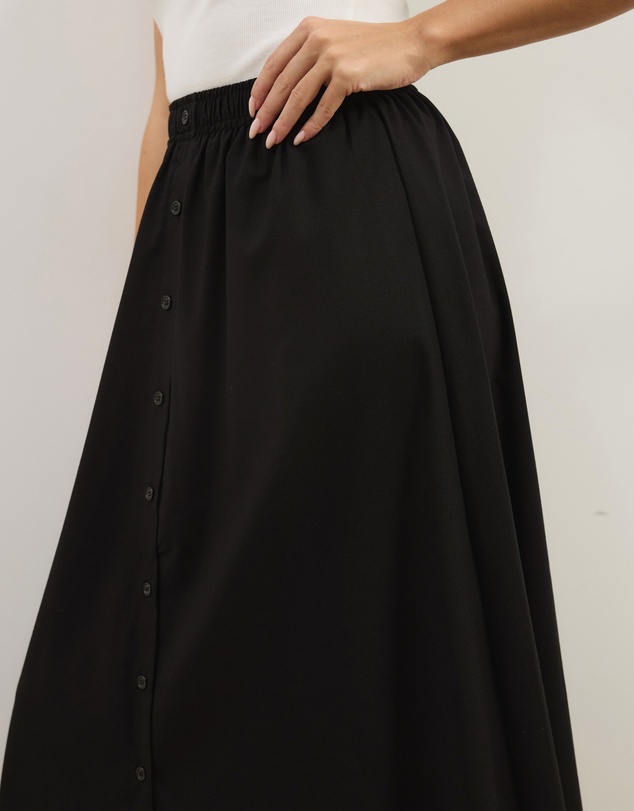 Atmos&Here - Darla Linen Blend Button Midi Skirt