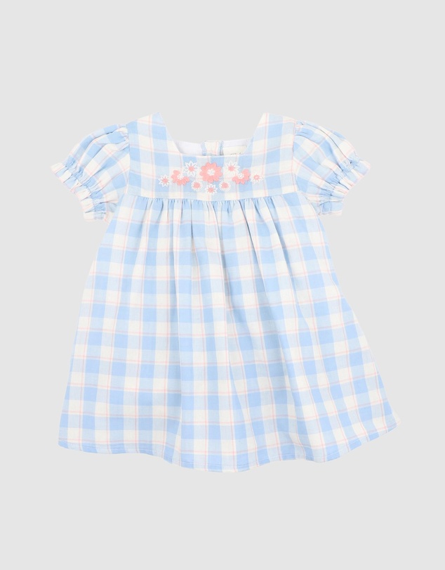 Bebe by Minihaha - Bonnie Check Organic Embroidered Dress - Babies- Kids