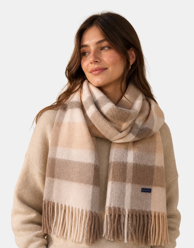 Henry Bucks - HENRY BUCKS Merino Wool Check Scarf BROWN MULTI