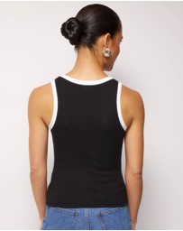 AERE - Billie Contrast Bind Scoop Tank