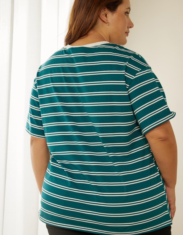 Atmos&Here Curvy - Frankie Striped Relaxed Tee