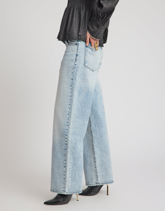 ONE TEASPOON - Jackson Mid Waist Wide Leg Denim Jeans - Whisper Blue
