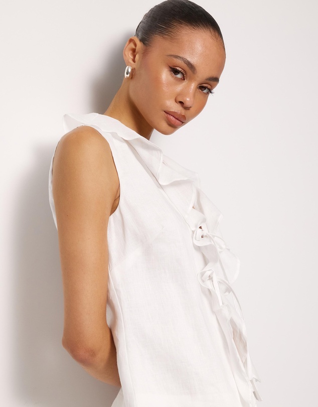 AERE - Elowen Linen Ruffle Top