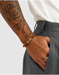 Nialaya Jewellery - Brown Tiger Eye Healing Bracelet with Gold Lock