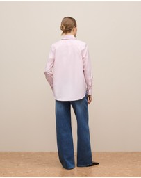 Trenery - Cotton Poplin Long Sleeve Shirt in Light Blush