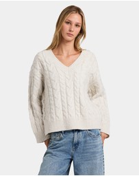 RVCA - Womens Cable V Neck Sweater