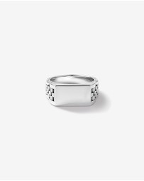 Michael Hill - Men's Link Pattern Textured Signet Ring in Sterling Silver