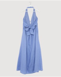 Revibe - Repaired AERE Odele Linen Halter Midi Dress - AU 14