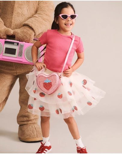 Huxbaby - Sequin Strawberry Tulle Skirt - Babies-Teens