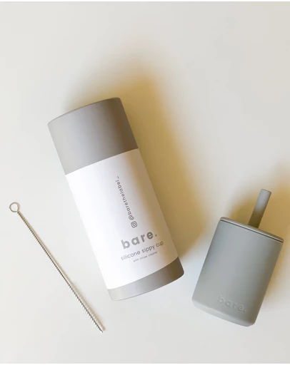 Bare The Label - Silicone Sippy Cup with Straw Cleaner